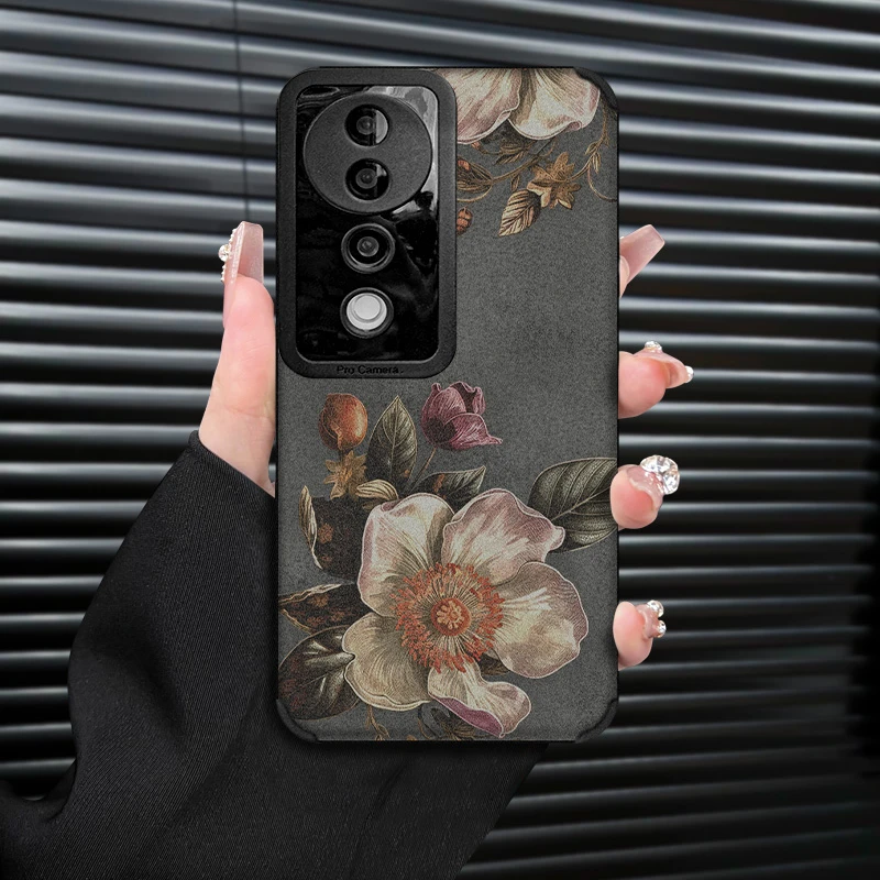 复古花朵复古皮质适用VIVOS19PRO手机壳翻毛皮软套防摔创意全包