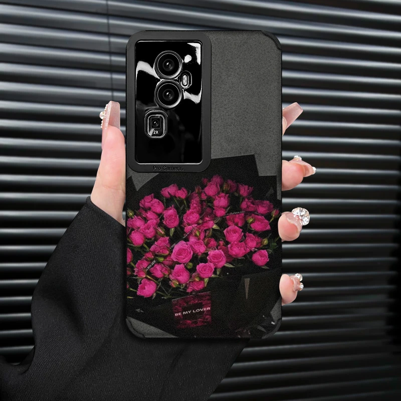 高级ins复古皮质满束玫瑰适用OPPOReno10/PRO手机壳全包防摔PRO+