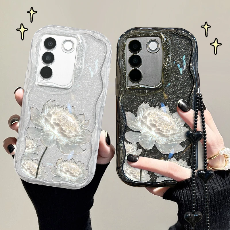 适用于vivos16奶油壳昙花透明硅胶全包防摔手机壳软壳保护套