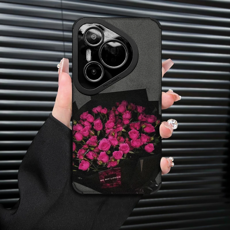 高级ins复古皮质满束玫瑰适用华为Pura70PRO手机壳全包防摔PRO+