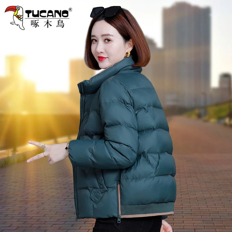 啄木鸟时尚棉服女冬季2024新款中年妈妈款洋气小棉袄加厚保暖外套