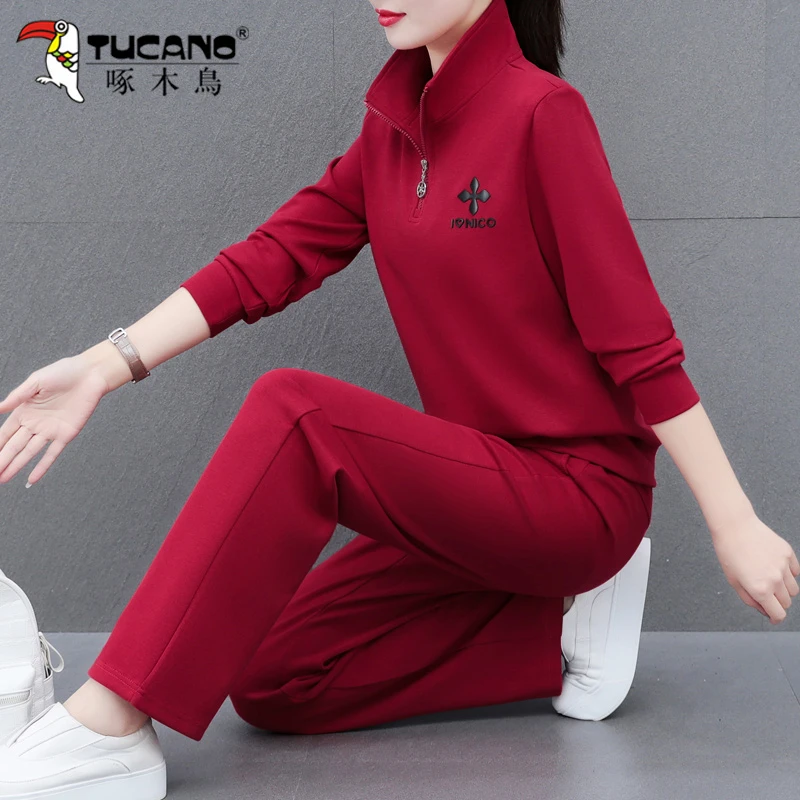 啄木鸟开衫运动套装女秋季2024新款中年妈妈装减龄春秋休闲两件套