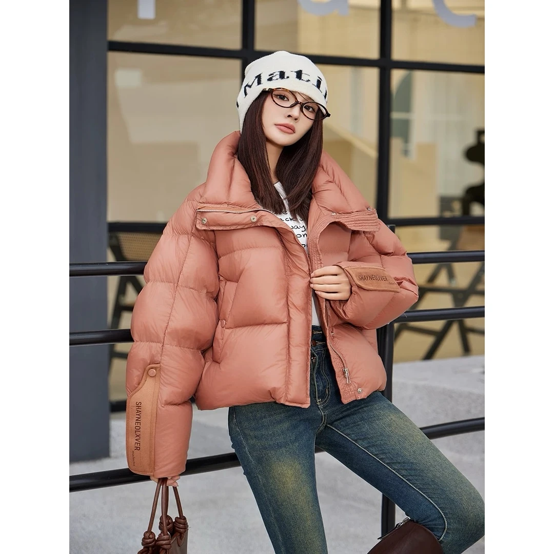 D350-橘色-设计师款-羽绒服白鸭绒休闲时尚百搭