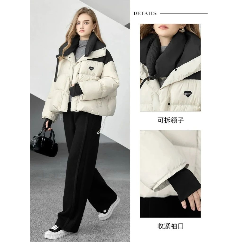 D361-白色-设计师款-短款羽绒服白鸭绒休闲时尚百搭