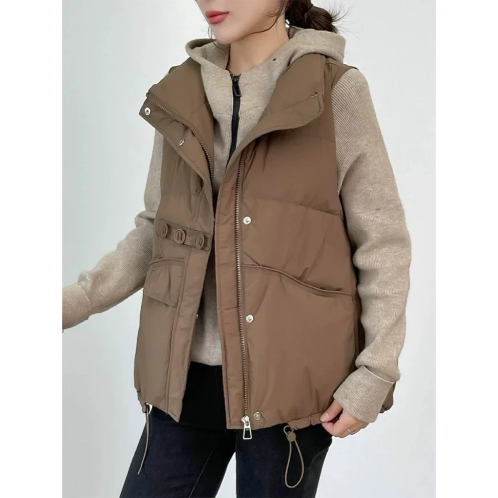 D320-咖色-设计师款-羽绒服白鸭绒休闲时尚百搭