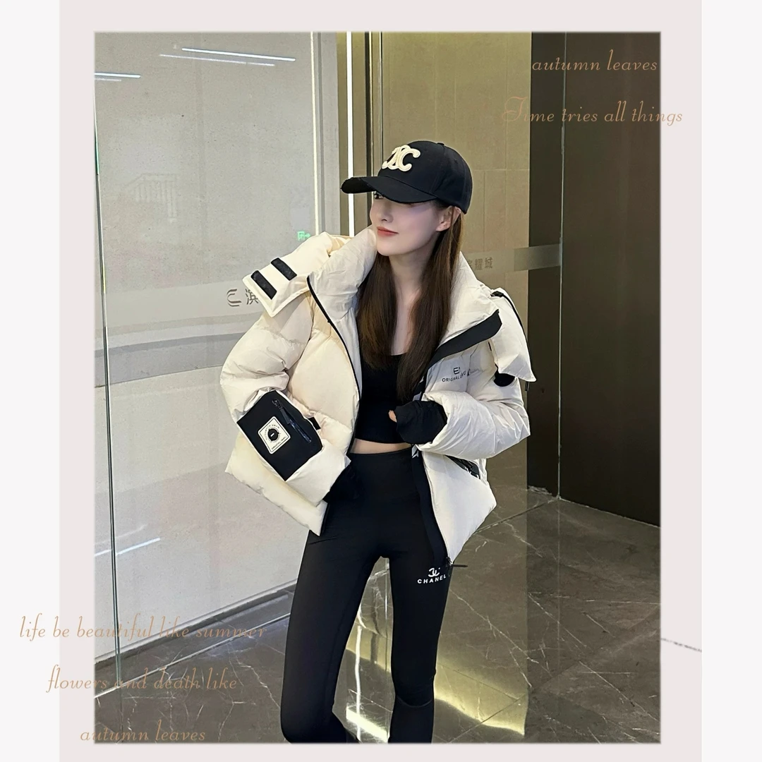 D353-奶油白-设计师款-羽绒服白鸭绒休闲时尚百搭