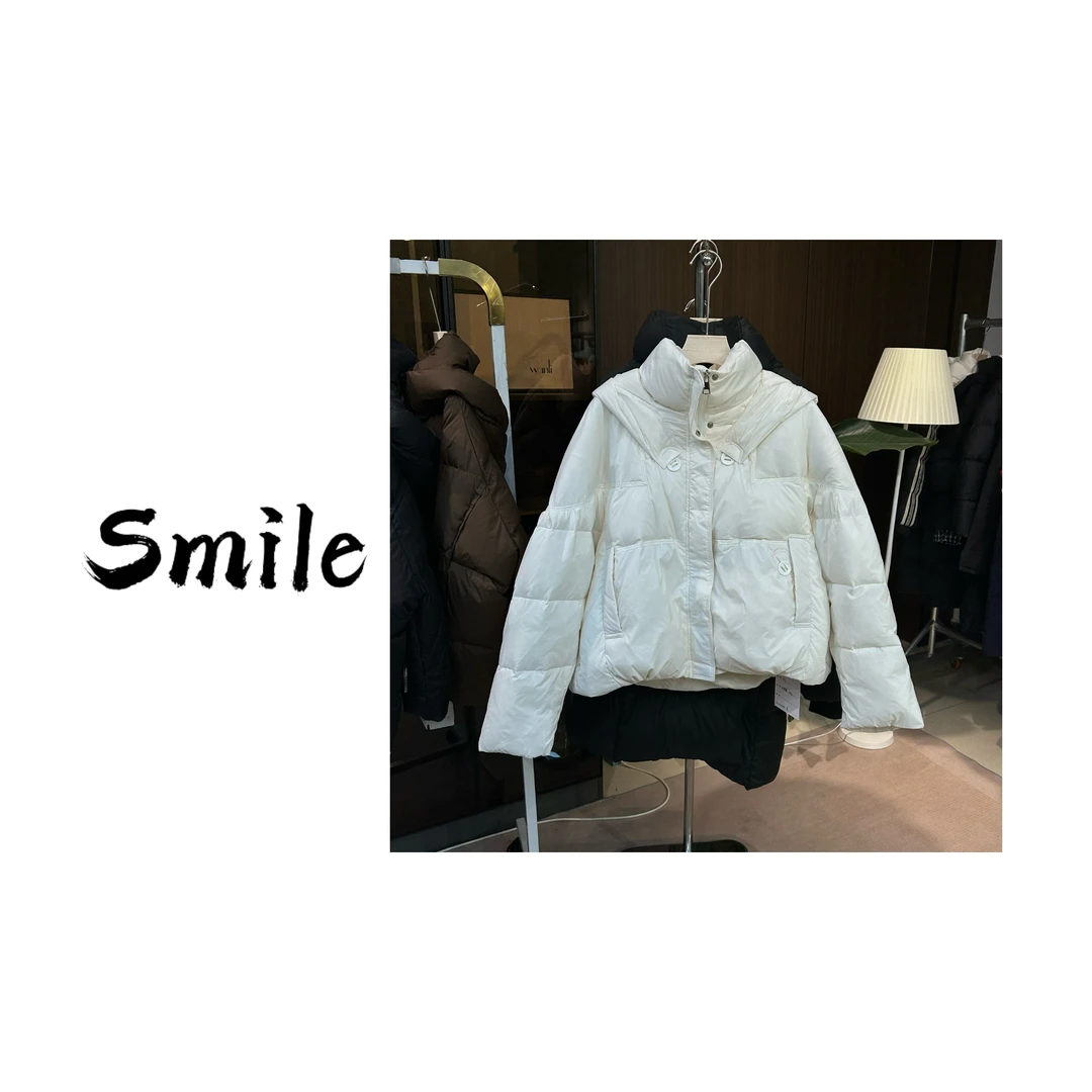 D294-杏色-设计师款-短款羽绒服白鸭绒休闲时尚百搭