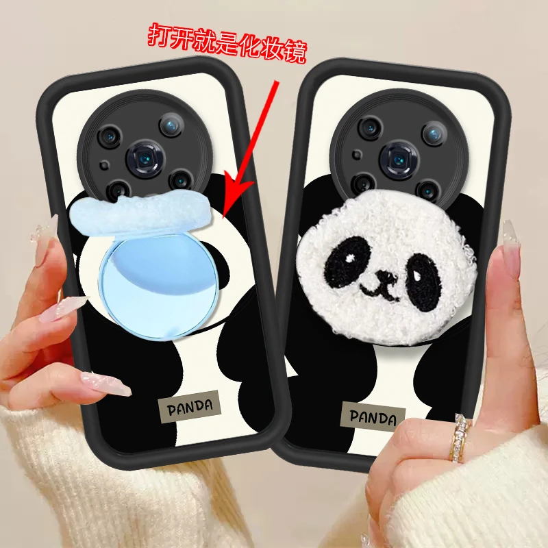 适用于【荣耀magic4pro】天眼阶梯软硅胶熊猫镜子全包防摔手机壳