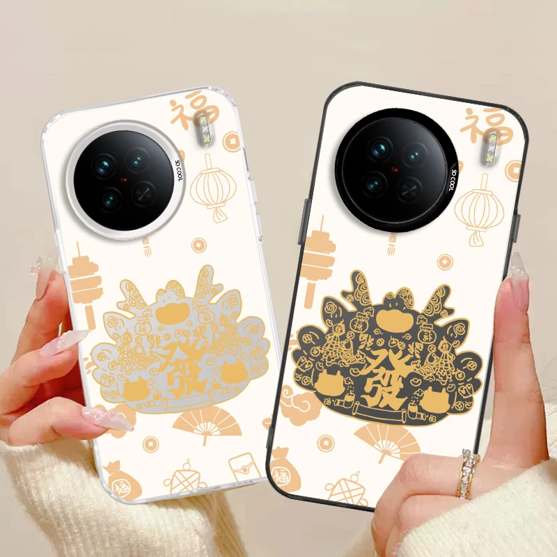 适用于【vivox90】亚银撞色龙头发全包镜头保护手机壳