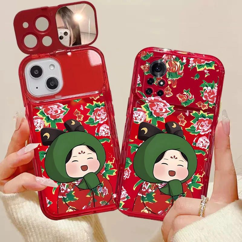 适用于【华为nova8pro】气泡化妆镜子东北女孩隐形支架全包手机壳