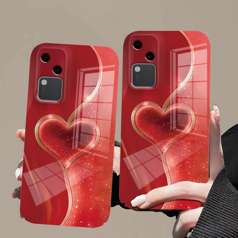 适用于【vivos18】菲林亮面流沙爱心全包镜头手机壳