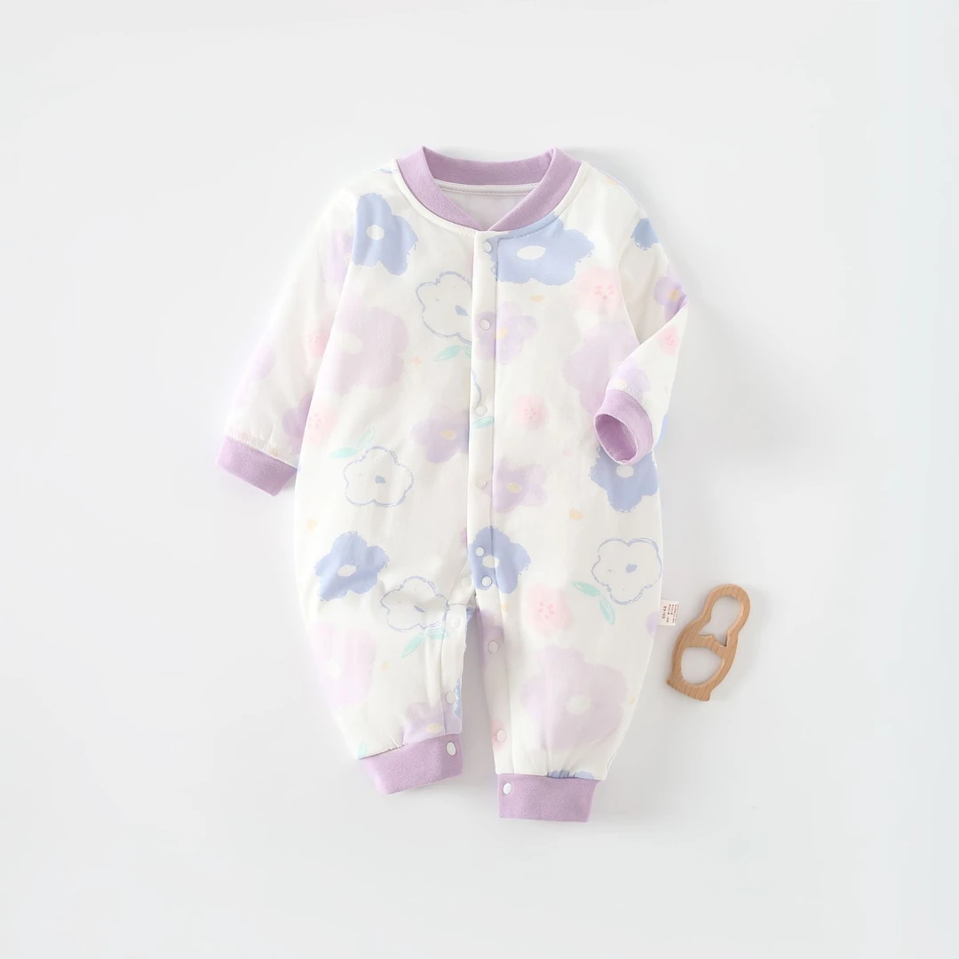 新生儿夹棉a类闭哈衣服40g薄棉无骨男女宝宝连体衣爬服哈衣连身衣