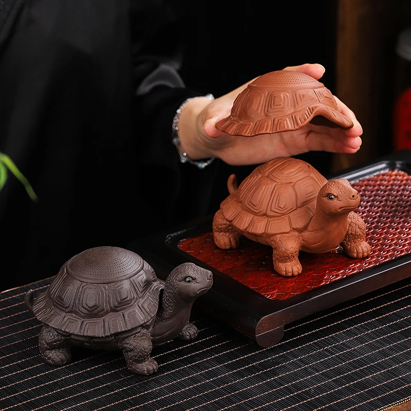 紫砂乌龟瓷打孔一体式茶滤套组茶道茶水分离器陶瓷茶漏过滤茶器网