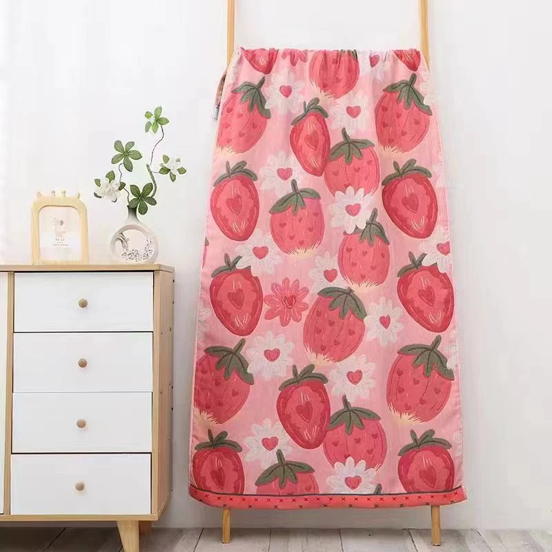 【京かわ会社】GY多层纱布浴巾80*160cm朵朵草莓