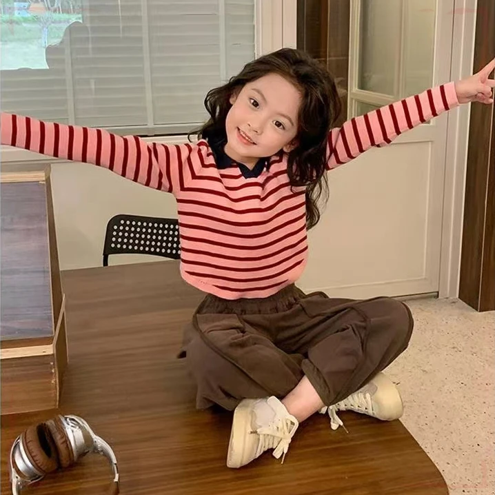 新款爆款女童洋气春秋装衣服儿童个性上衣潮款宝宝打底衫6-12岁