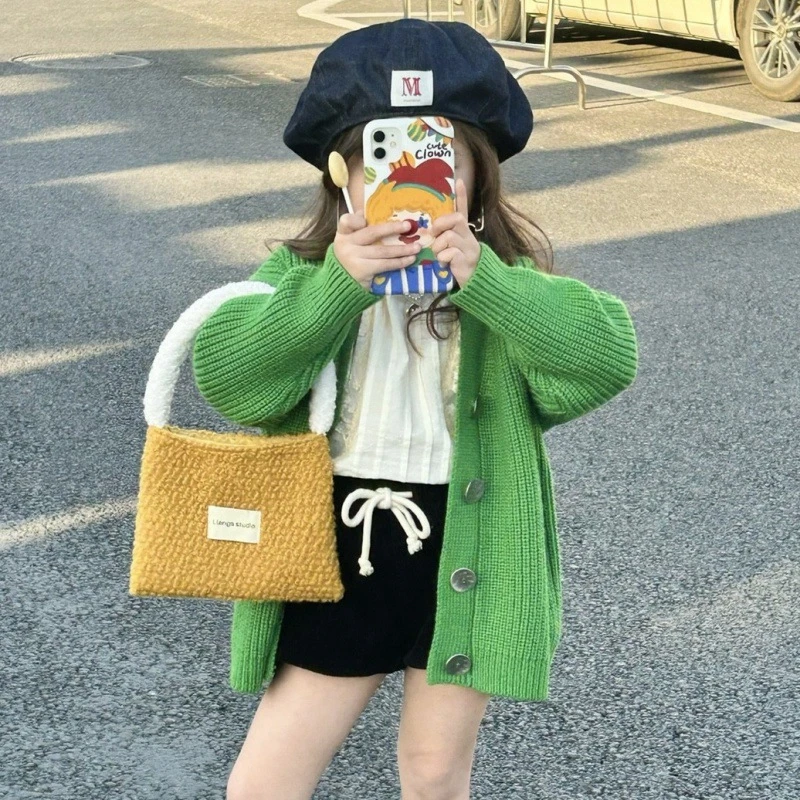 春秋新款韩版洋气休闲可爱儿童针织宝宝毛衣上衣女童外套秋季宽松