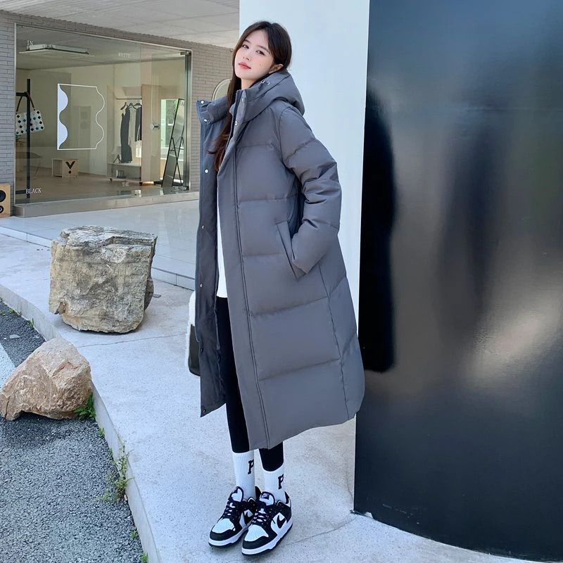 长款羽绒服女过膝加厚2024冬季新韩版宽松艺考女羽绒服90%白鸭绒