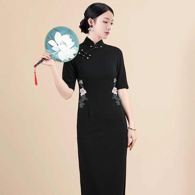 新款中国风旗袍气质夏季复古修身日常L5336