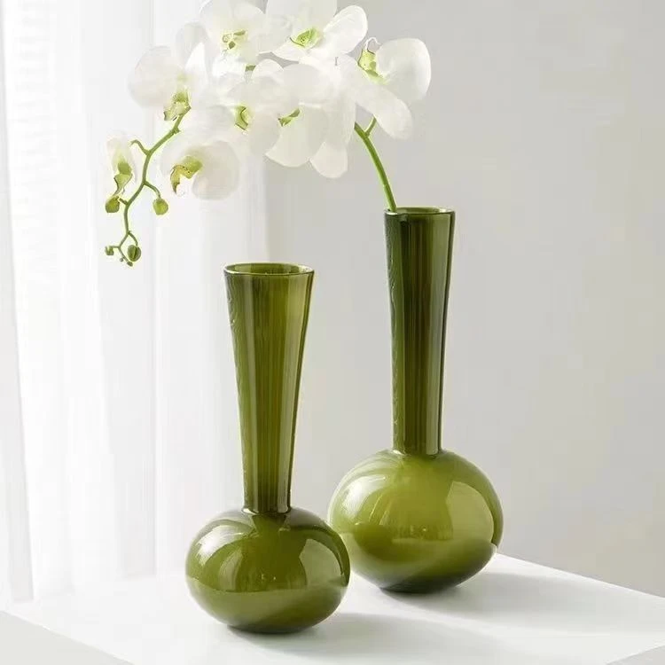 天鹅径中古花瓶插花琉璃轻奢高级感小众装饰品摆件玄关电视柜摆件