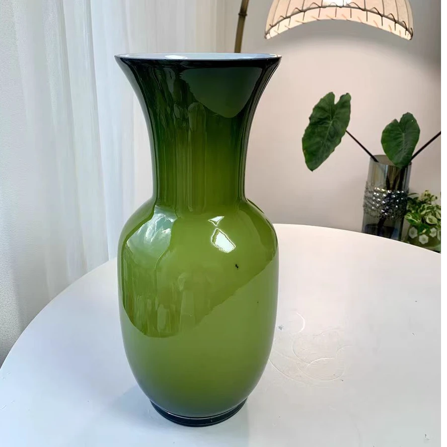 法式百褶花瓶装饰摆件客厅插花高级感中古琉璃芬顿花器乔迁礼品