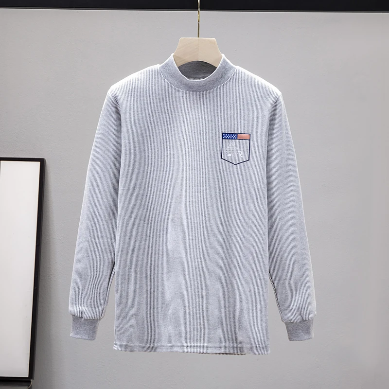 男士保暖内衣上衣单件学生秋衣条纹内穿冬季潮初高中生男孩打底衫