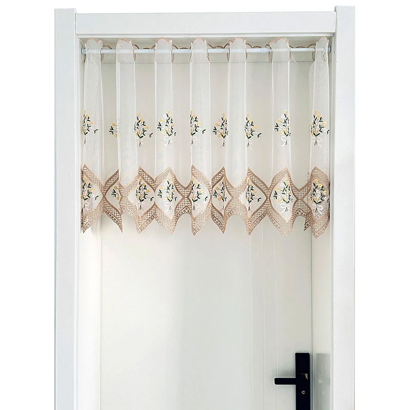 田园家居欧式蕾丝刺绣花朵挂帘入户门帘隔断装饰纱帘窗帘遮挡