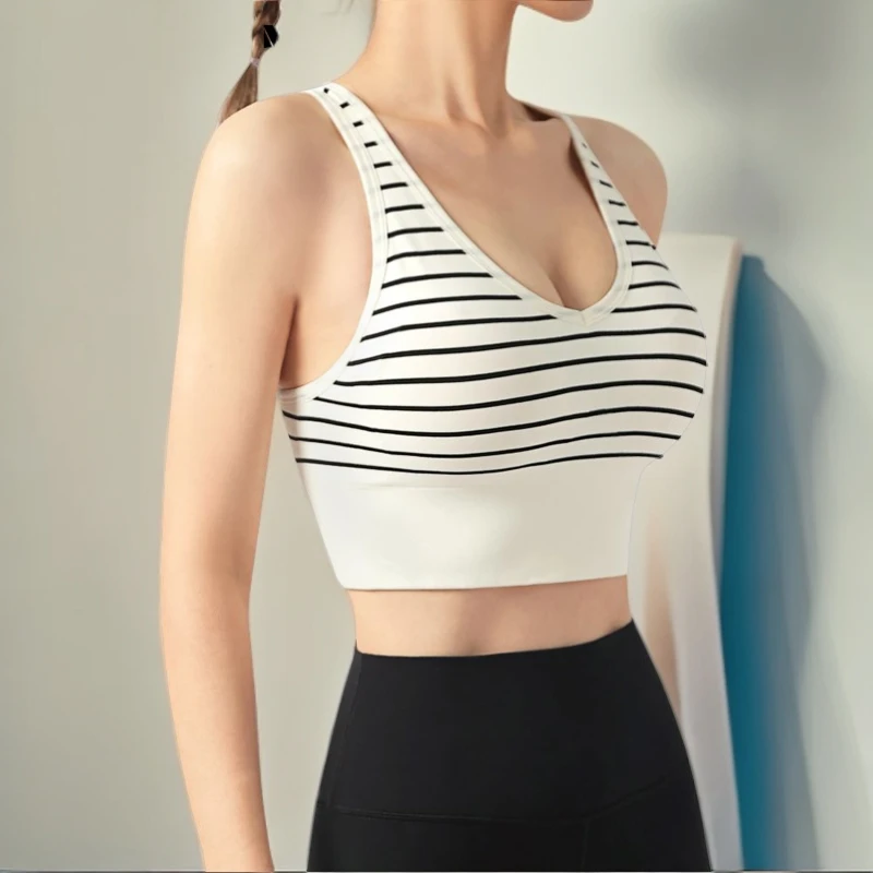 SH防震健身文胸女跑步瑜伽服背心高强度固定一体杯胸垫运动内衣