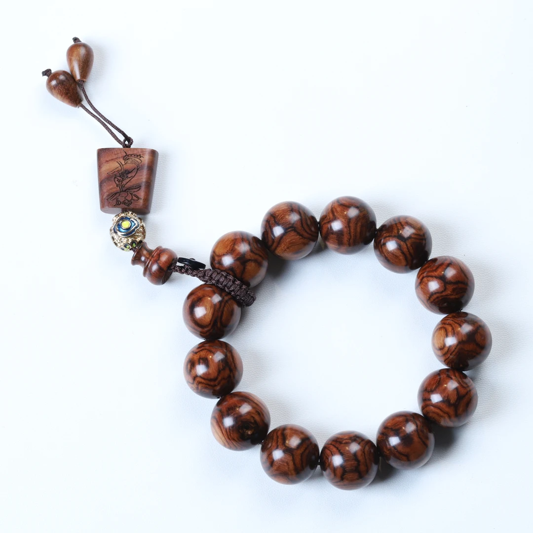 PT050海南黄花梨对眼圆珠手串