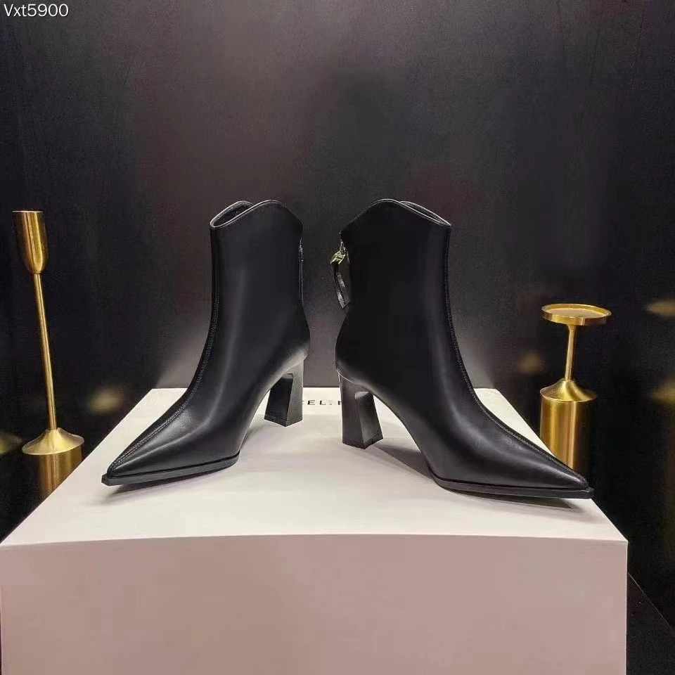 【断码福利】 5cm粗跟 加绒 马蹄跟气质百搭净版尖头小粗跟 331-2