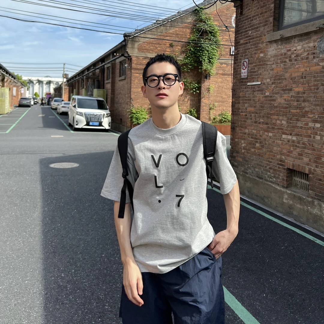 美式潮牌夏季新款纯棉短袖男复古简约印花宽松百搭休闲圆领T恤