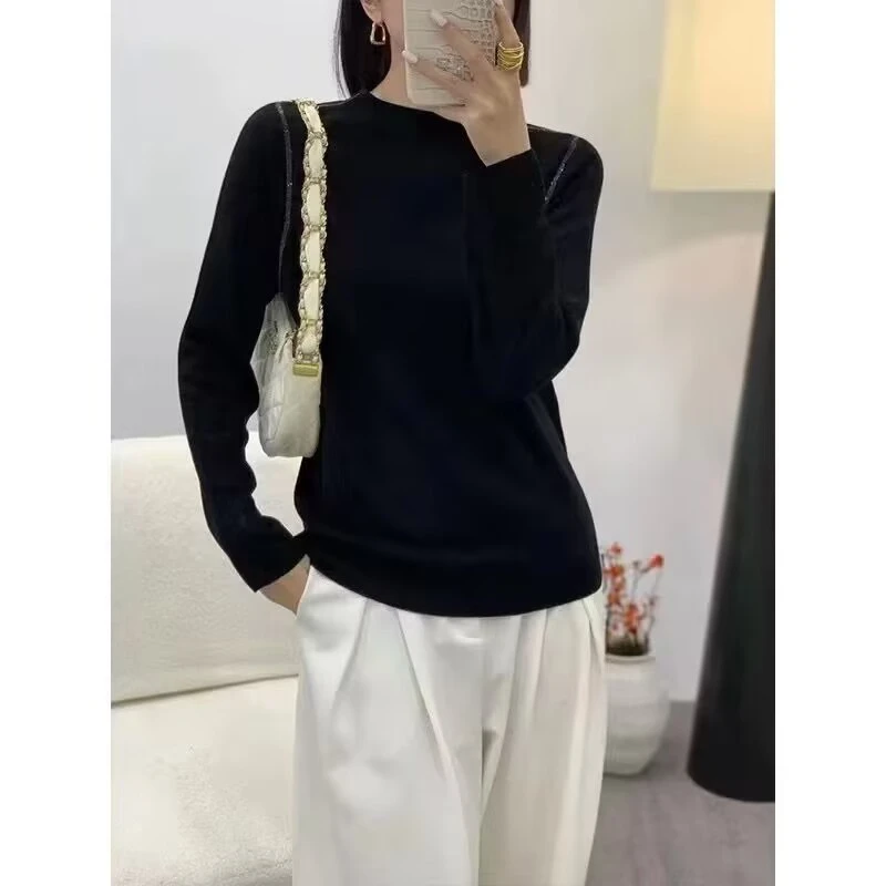 蓉姐姐-24年秋季新款时尚百搭显瘦半高领阳毛打底衫1806