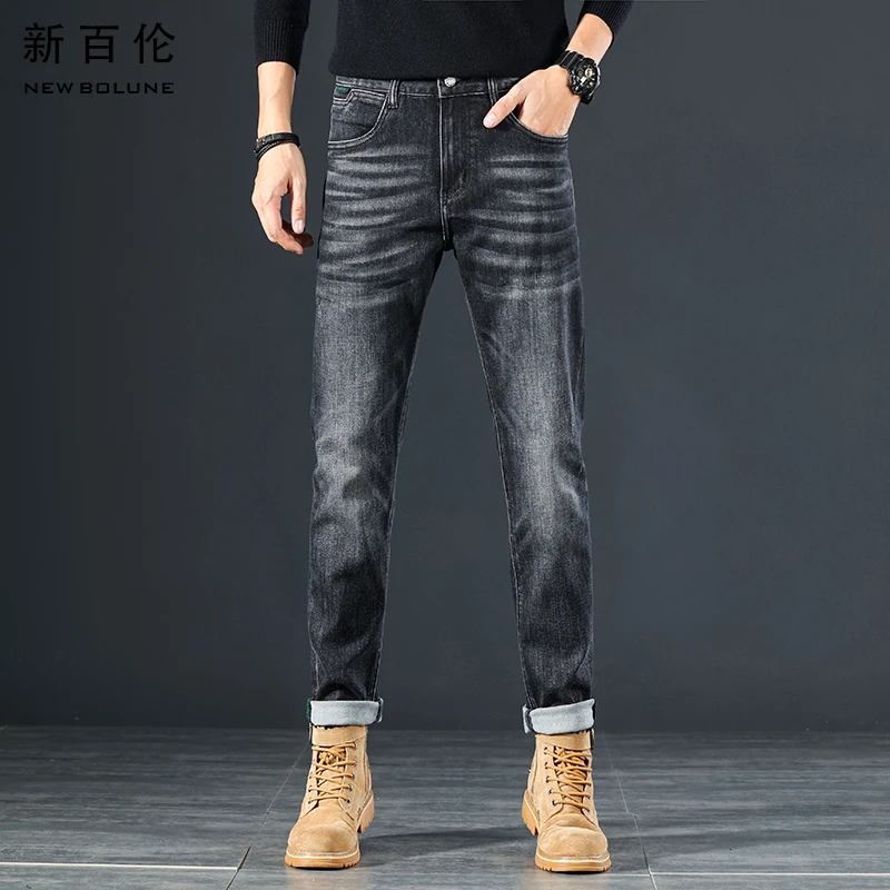 新百伦黑色牛仔裤男士2025新款春夏轻奢修身直筒百搭男款长裤潮流