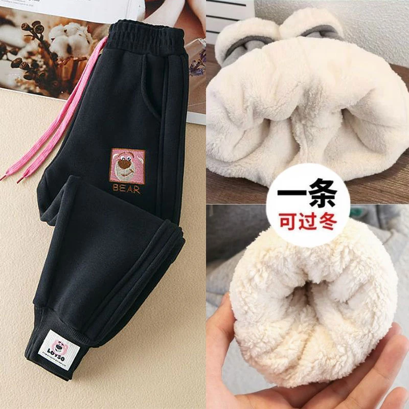 儿童休闲棉裤外穿冬季加绒裤子女童加厚保暖三层夹棉特厚北方过冬