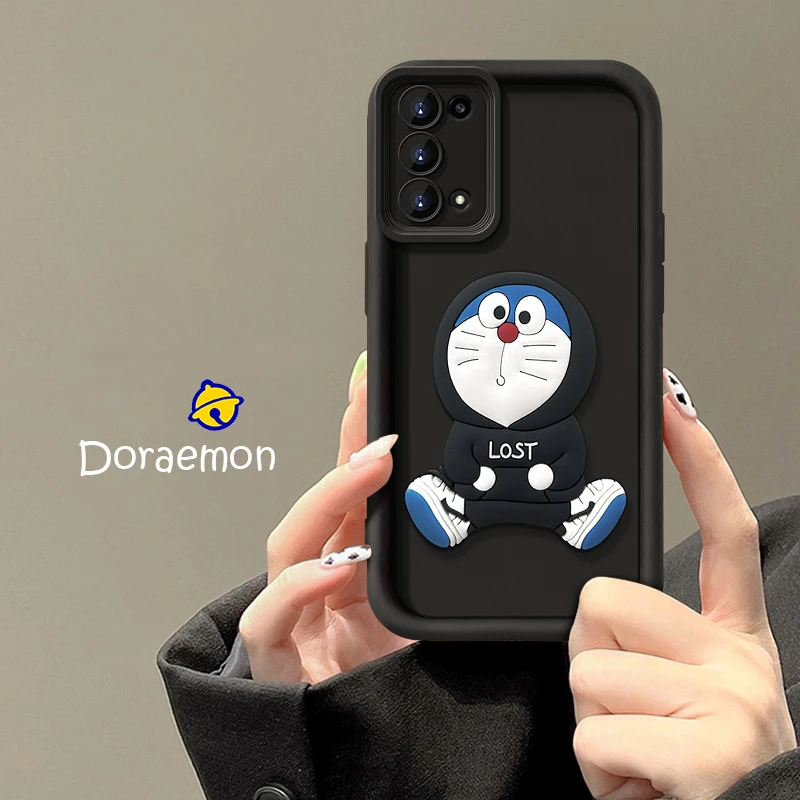 OPPOreno5pro哆啦A梦天眼阶梯女款手机壳创意可爱卡通公仔保护套