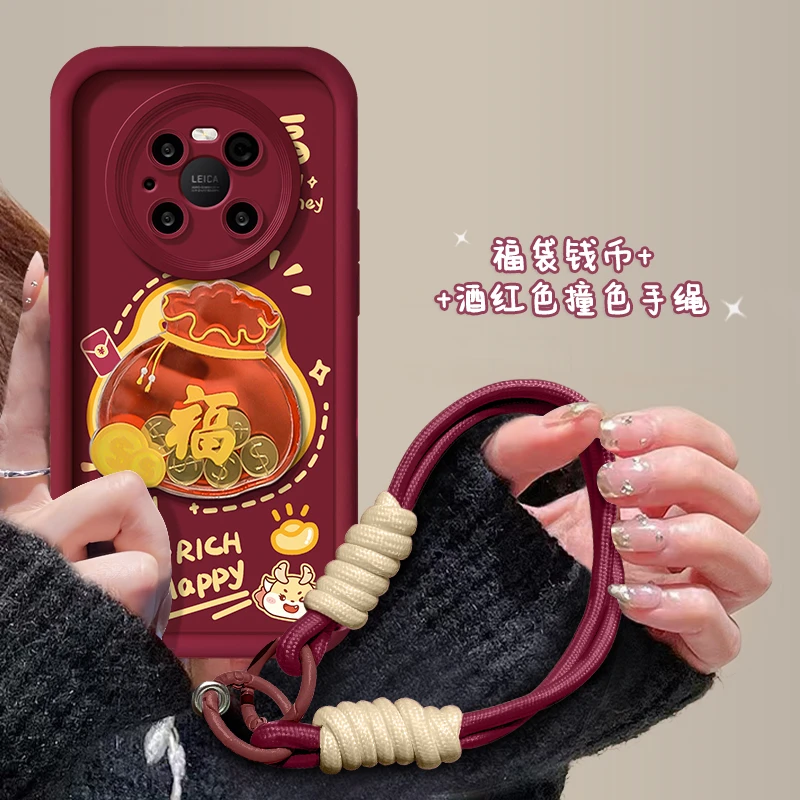 华为Mate40Pro钱币福袋天眼阶梯女新款手机壳可爱卡通保护壳