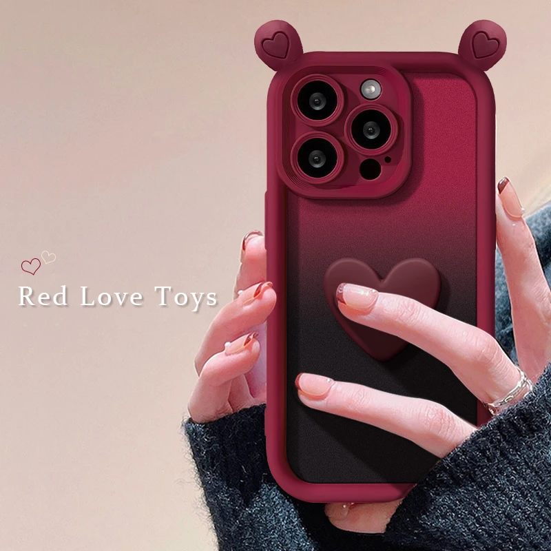 渐变爱心耳朵天眼阶梯苹果华为vivo女oppo小米iPhone15pro手机壳