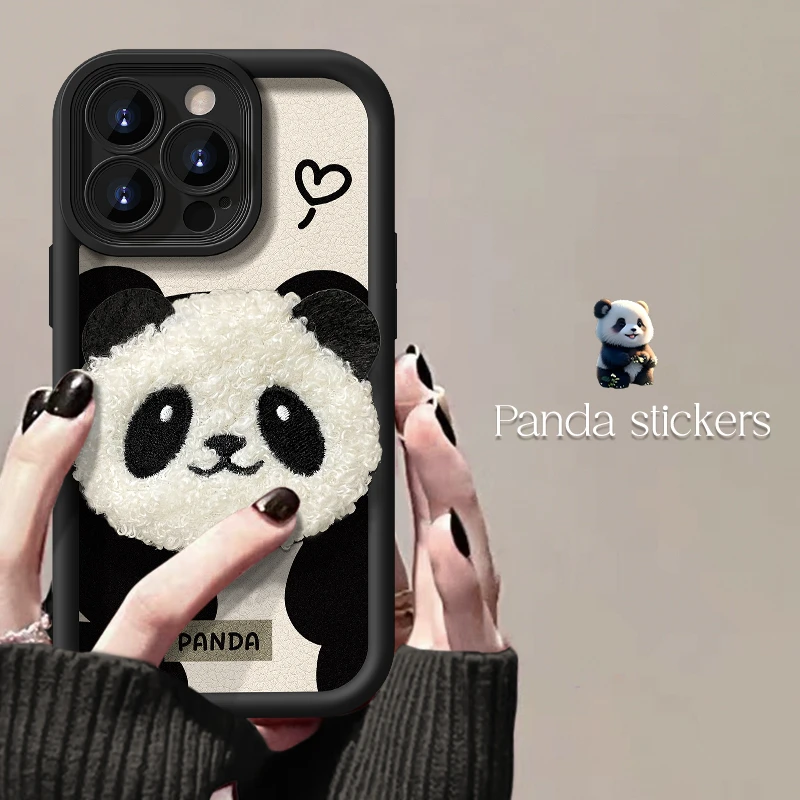 苹果15iPhone14promax13皮纹熊猫公仔天眼阶梯11手机壳女保护壳
