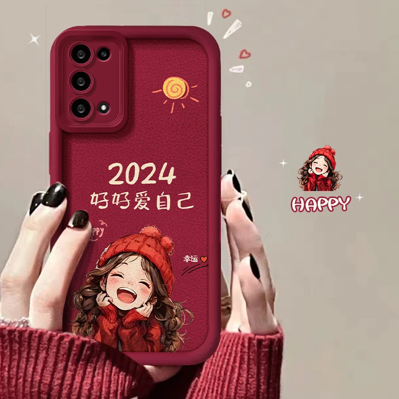 OPPO reno5/5 pro2024公主请发财天眼皮纹女款手机壳可爱保护壳