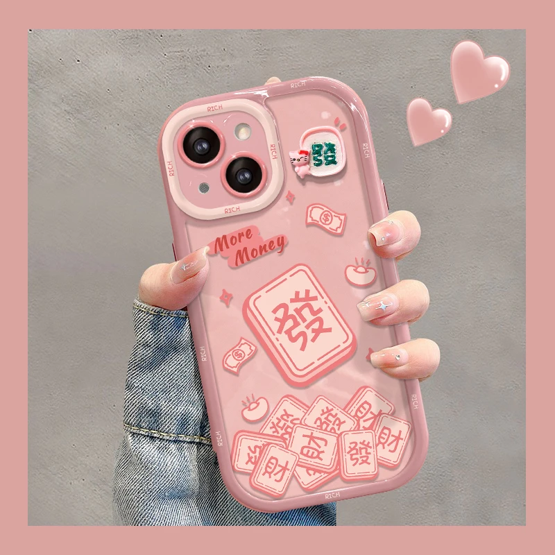 可爱麻将发苹果华为vivo女款oppo小米iPhone15promax创意手机壳