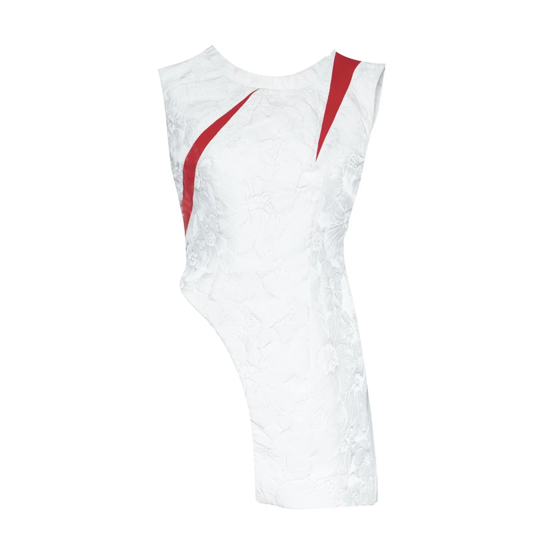 CHICCO MAO不规则切割浮雕花无袖上衣C231-1541-282