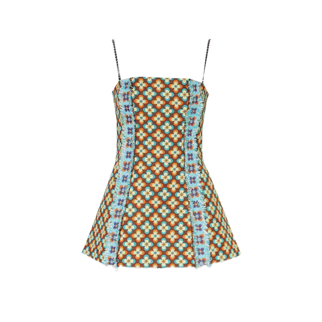 chicco mao国风织锦吊带裙C232-1617-50显瘦碎花复古女装连衣裙