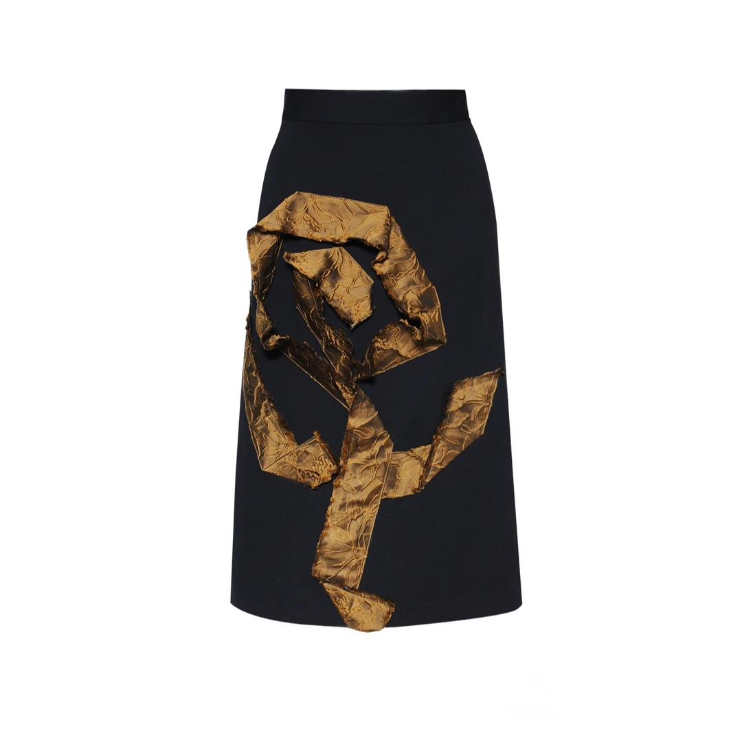 chiccomao暗金提花立体花卉半裙C232-1616-38