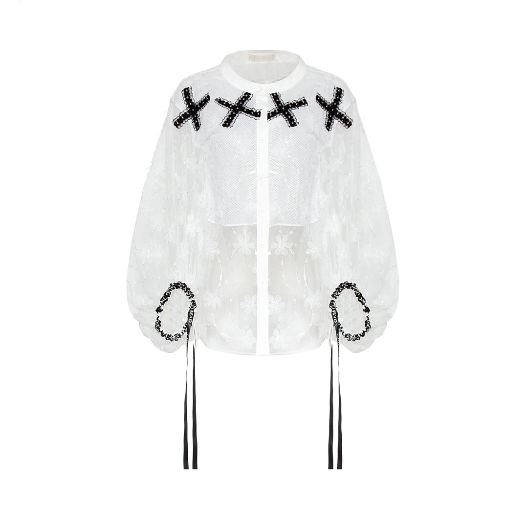 CHICCO MAO【官方正品】白色蕾丝刺绣花长袖外套C232-1635-2