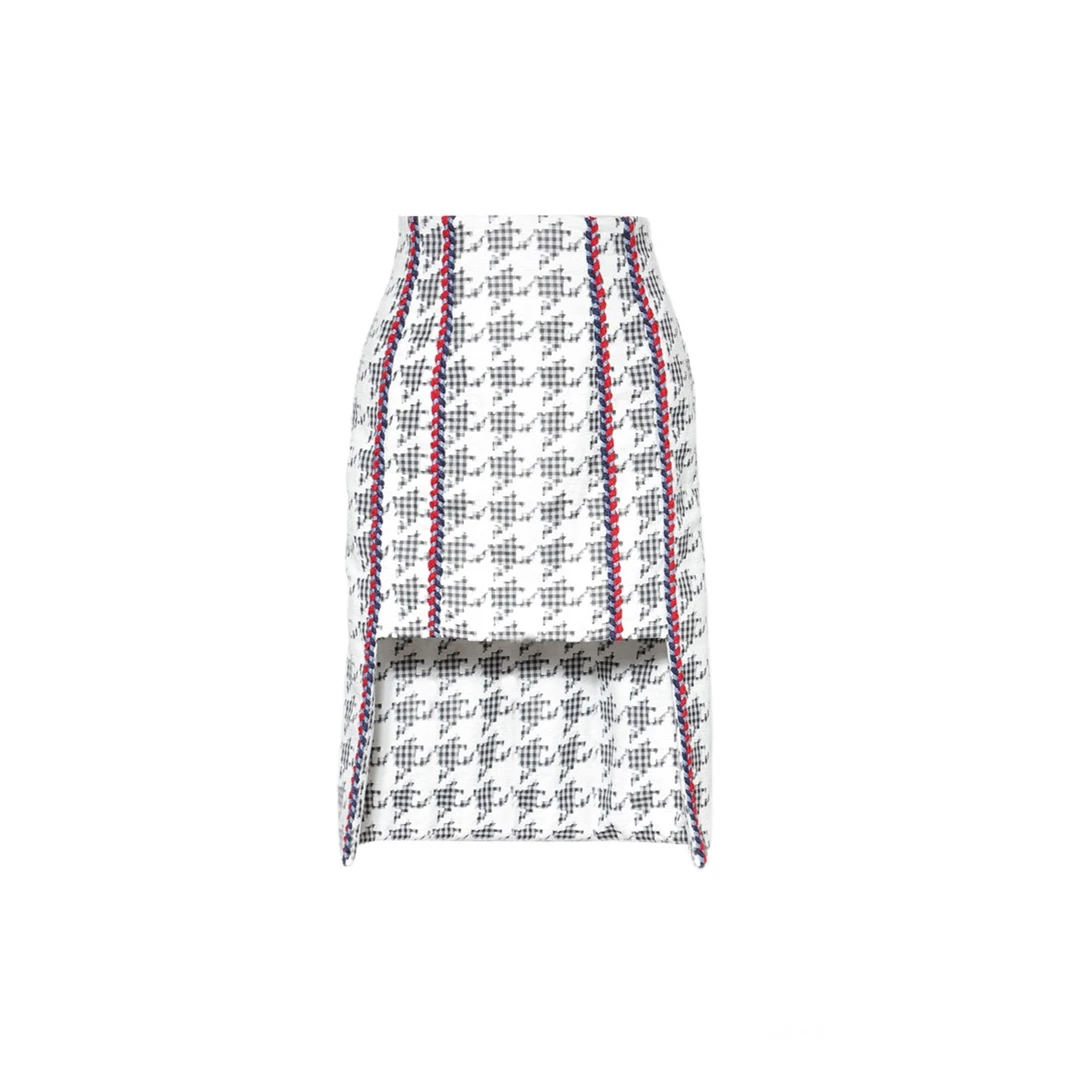 chicco mao千鸟格不规则包臀裙C232-1610-48