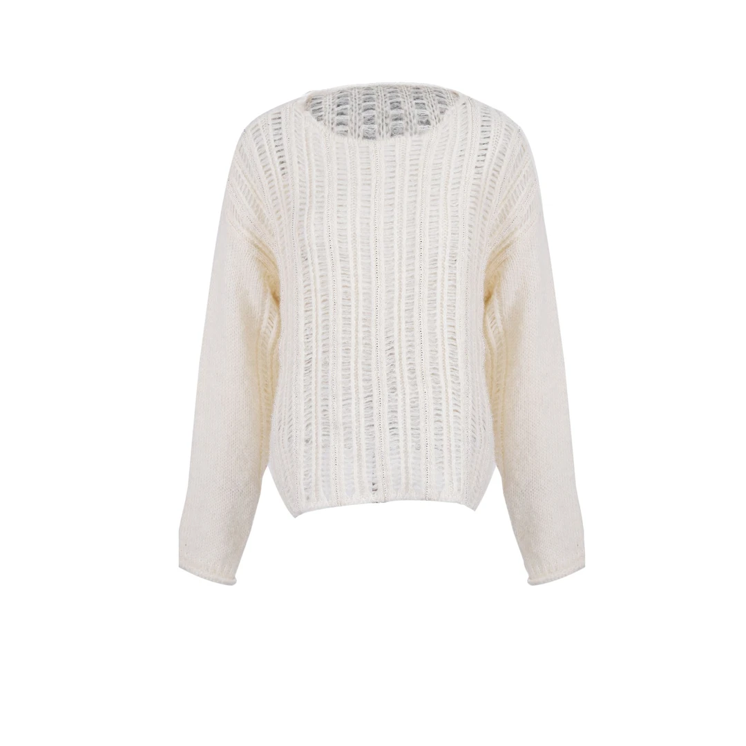 CHICCO MAO【官方正品】米白复古镂空针织衫C241-1754-117