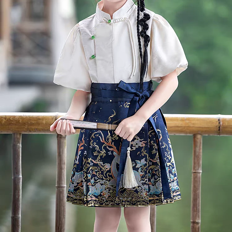 【儿童短款】亲子装马面裙汉服织金春夏儿童成人国风民族风提花