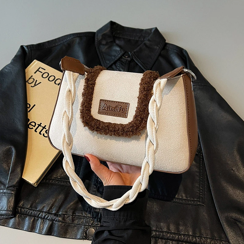 艾米兔女包2024新款潮流时尚麻花肩带设计百搭质感休闲复古斜挎包