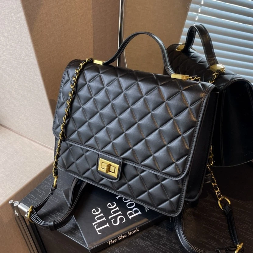 艾米兔女包2023新款简约质感菱格链条时尚洋气韩版精致手提双肩包