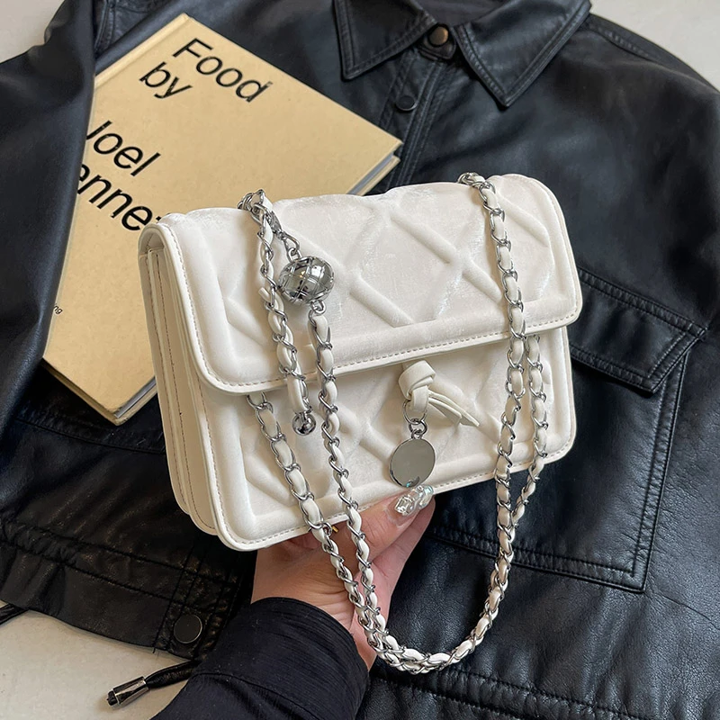 艾米兔女包2025流行包包女百搭小众设计精美菱格链条单肩斜挎包