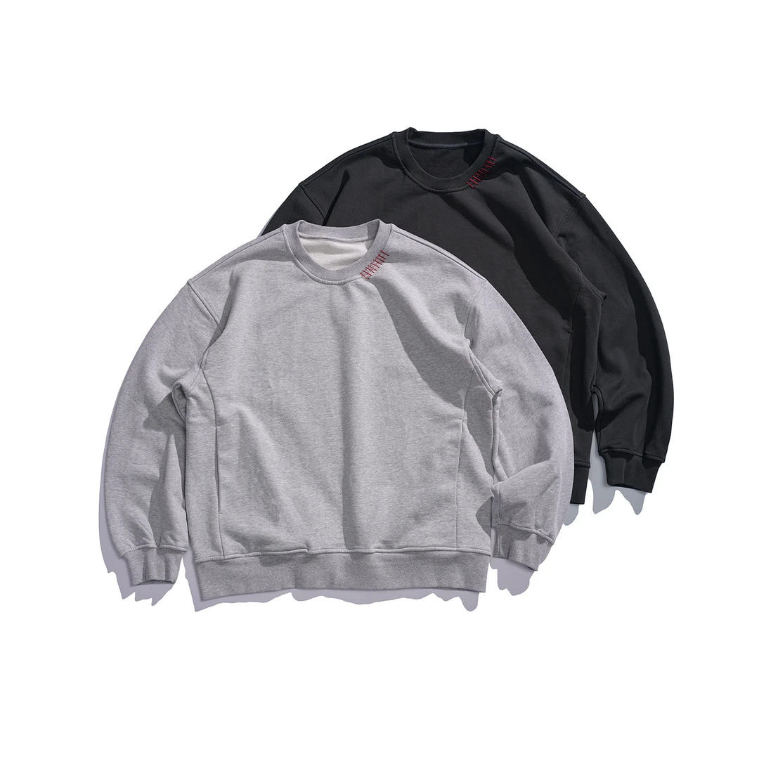 dfsea  460g重磅精品细毛圈底布 手缝线设计 圆领卫衣 宽松版型